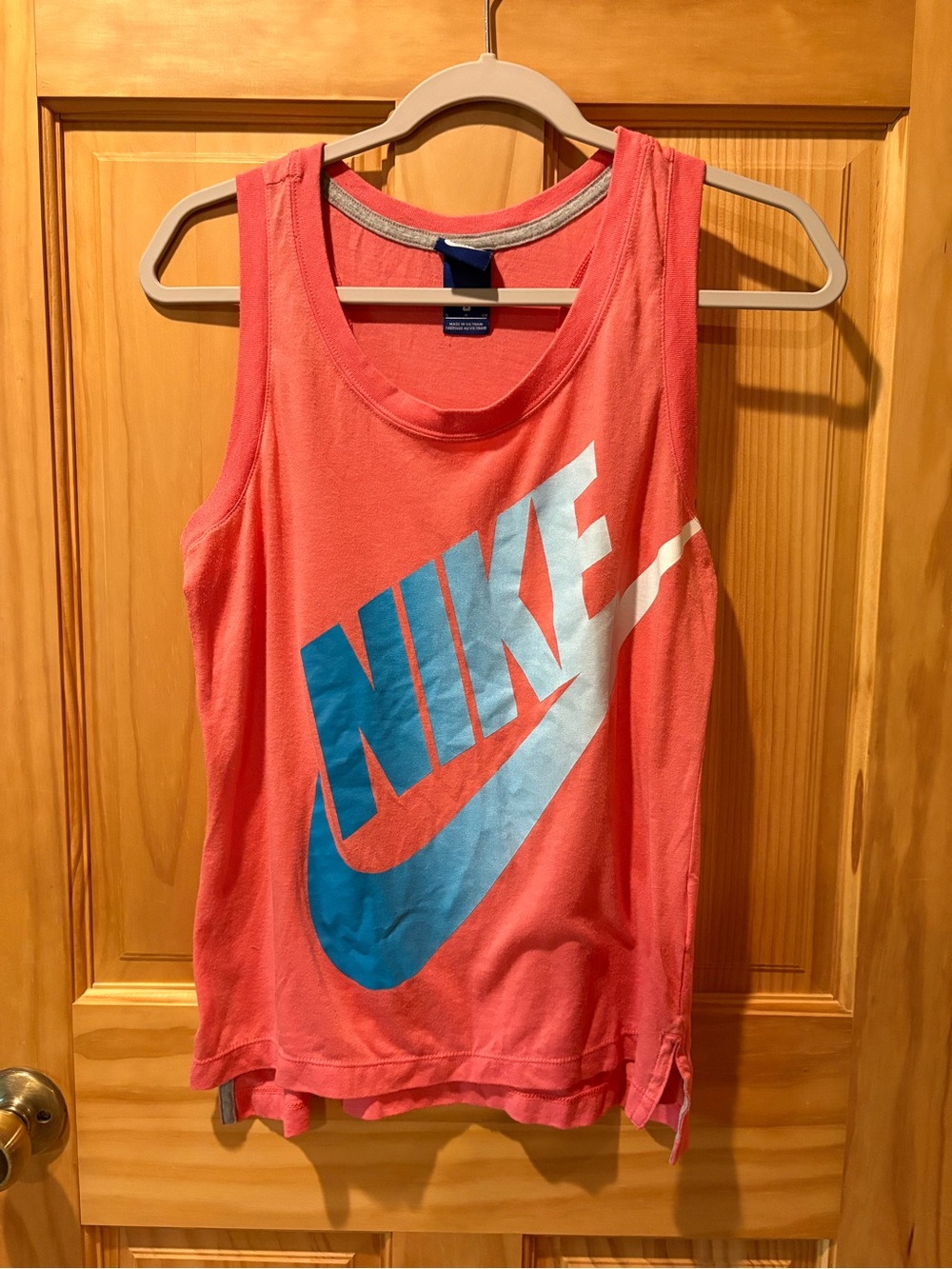 Nike Coral Pink Tank with Blue Gradient Logo women’s S